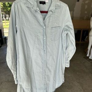 Quince Light Blue Denim Button Down Dress